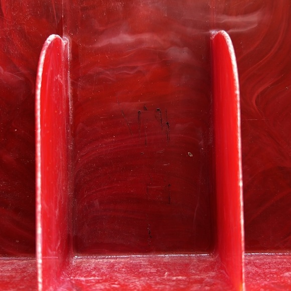 Vintage Drawer Organizer MCM Marbled Swirl Red Plastic Divided Tray Kampa USA - Picture 5 of 9